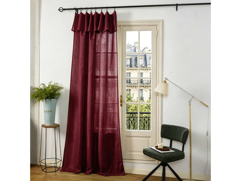 Lot de 2 voilages ajustables + 8 anneaux pince 140 x 270 cm evasion polyester effet lin - Conforama B