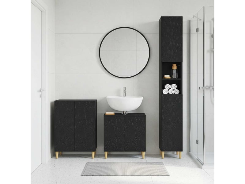Ensemble de meuble de salle de bain 3 pièces delft noir cf63389 - Conforama B