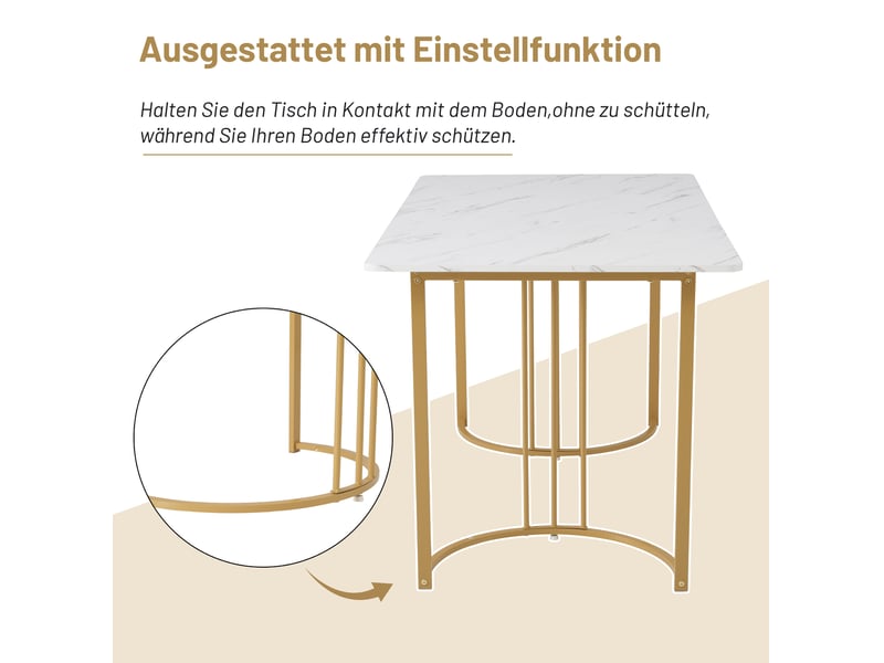  Ensemble table et chaises avec 4 chaises pour salle à manger, plateau effet marbre, en mdf métal velours multicolore  - Conforama D