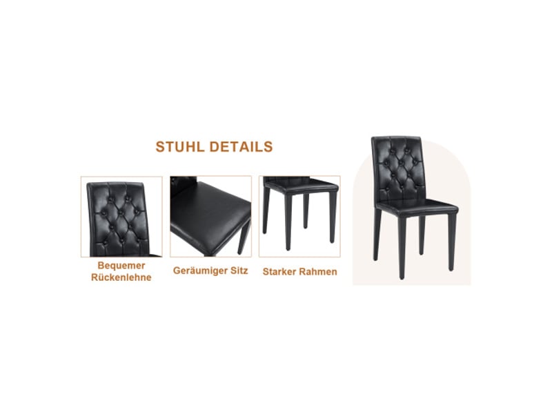  Table ronde en verre 85 cm avec 4 chaises pu capitonnées – ensemble design minimaliste moderne  - Conforama D