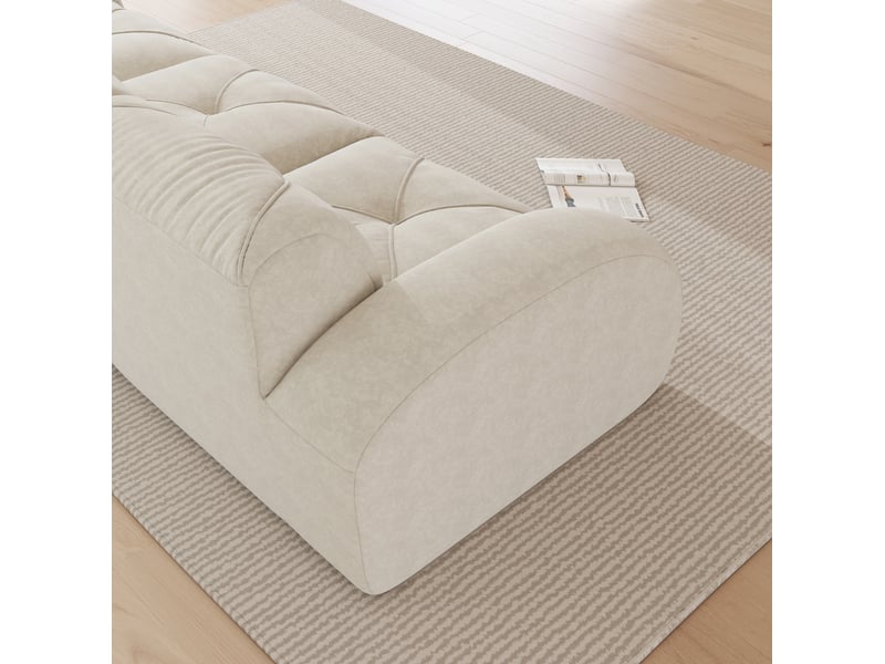  Canapé modulable en u 3 places beige clair en tissu, avec 2 poufs, sans montage, pour salon familial  - Conforama E
