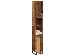 Armoire de salle de bain, meuble de rangement vieux bois 30x30x190cm bois ingénierie