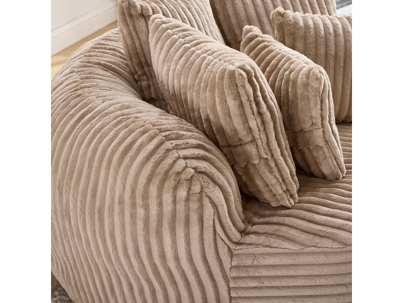  Fauteuil rond de détente modenvie avec repose-pieds, 5 coussins, chenille côtelée, camel et marron, 168 x 123 x 63 cm  - Conforama E
