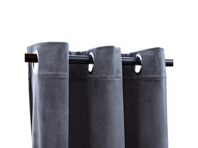  Lot de 2 rideaux occultants, rideaux black-out et anneaux anthracite 94x241cm velours cf44902  - Conforama A