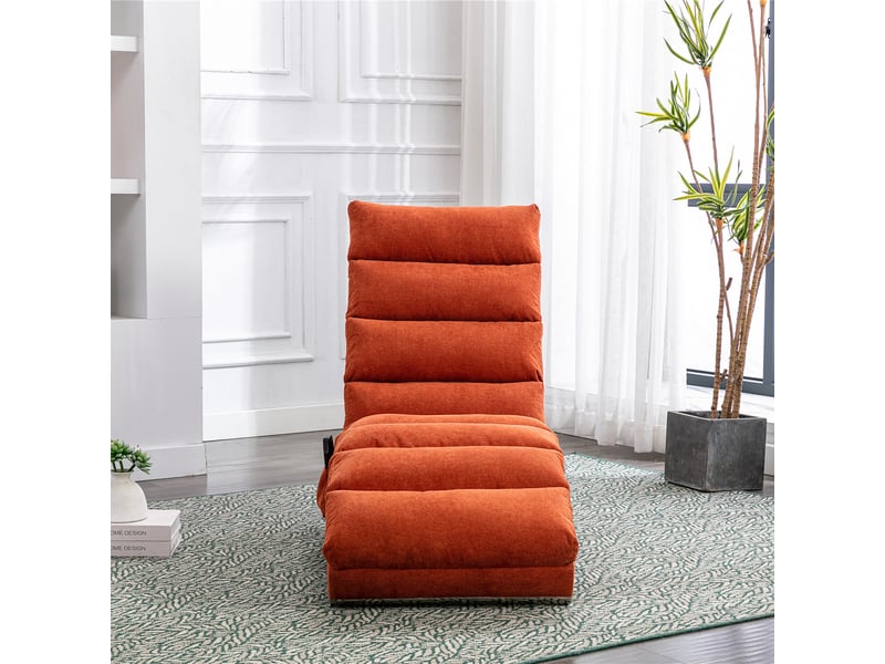  Fauteuil relax fixe orange en lin avec vibration douce, soutien complet et poches latérales  - Conforama B