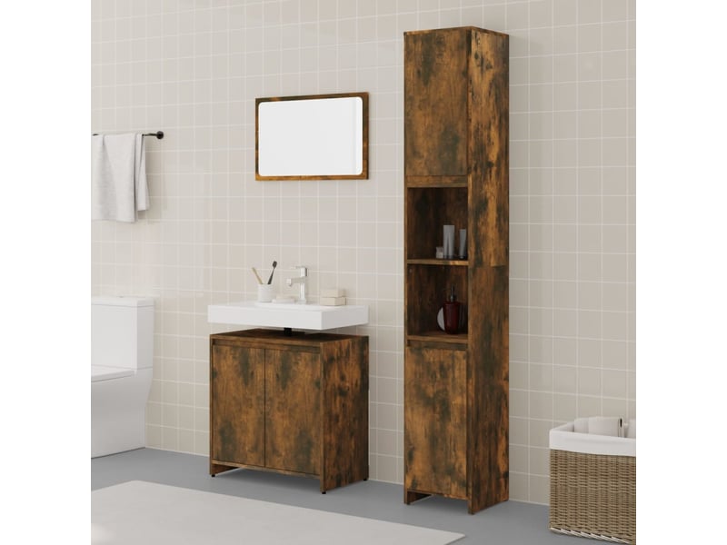  Ensemble de meubles de salle de bain 3 pcs chêne fumé cf63681  - Conforama B