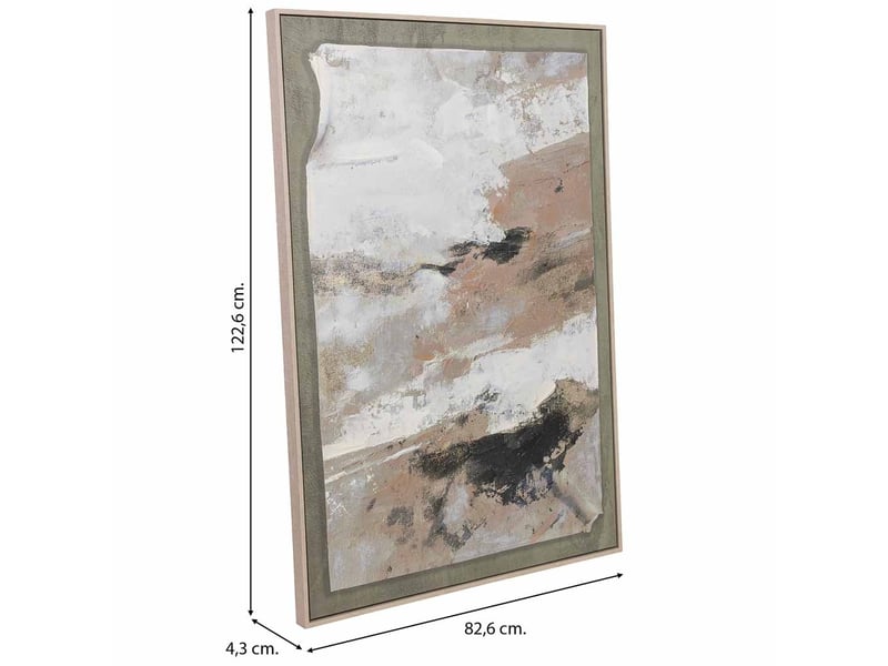  Tableau peint à la main avec cadre en bois vert foncé 83x4x123h cm  - Conforama C