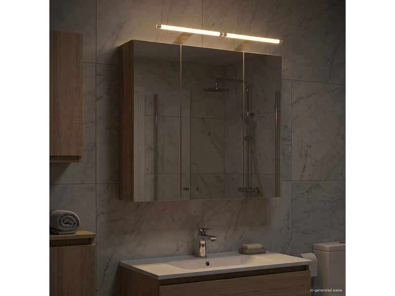  Amoire de salle de bain, meuble de salle de bain avec miroir chêne sonoma shl2586  - Conforama B