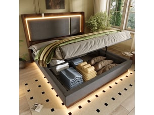 Lit coffre 140x190/200cm <strong></strong> <strong></strong> coloris gris