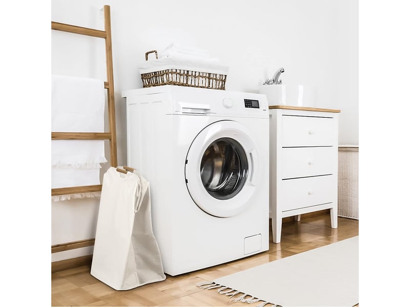  Panier à linge pliable 60l panier à linge avec manche en bois 40x27x50cm  - Conforama E