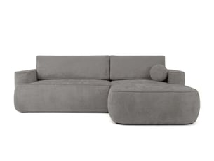 Canapé d'angle droit fixe LOUNGITUDE CASSIS 4 places Tissu Gris