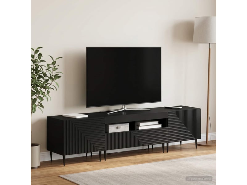  Ensemble de 3 meubles tv led noir bois d'ingénierie shl78173  - Conforama C