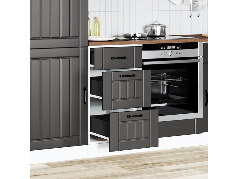  Meuble de rangement, meuble bas de cuisine en bois d'ingénierie noir shl1167  - Conforama C