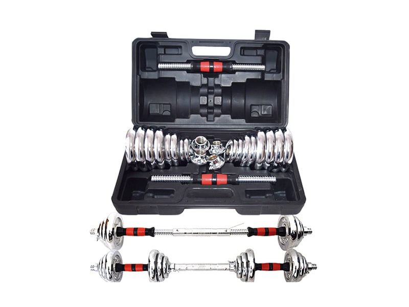 Set de musculation 2-en-1 avec haltères et barre réglable – 30 kg  - Conforama A