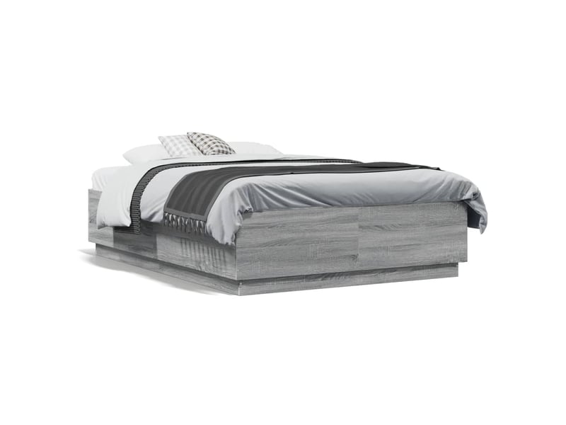 Lit double- lit adulte - cadre de lit avec led sans matelas sonoma gris 120x190 cm - Conforama D