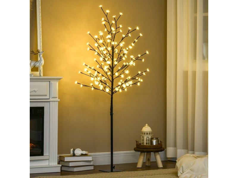  Lampe décorative d'intérieur en forme d'arbre à fleurs de cerisier, avec 150 led, 17 x 17 x 150 cm, noire  - Conforama C