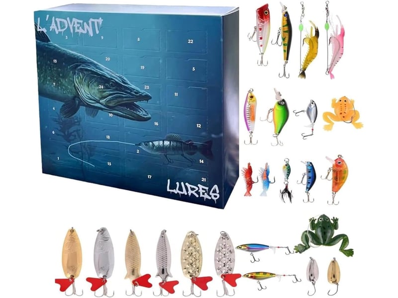 Calendrier de l’avent pêche 2026, 24 jours de leurres de pêche, cadeau de noël pour pêcheur et homme - Conforama A