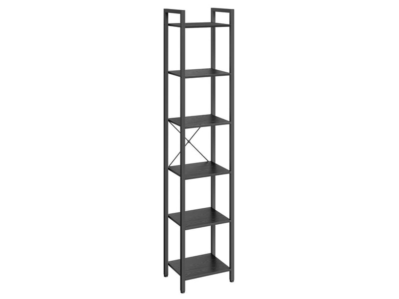 Étagère Bibliothèque Annlera 4 étagères 80x30x120 Cm - Style Industriel Noir, Pieds Réglables, Bois Et Métal