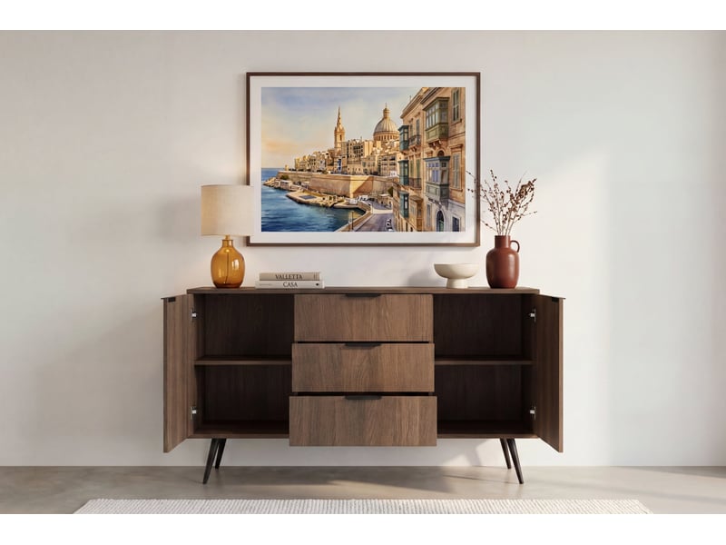  Cenote - buffet 153 cm mélaminé chêne foncé  - Conforama E