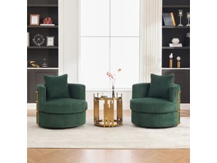 Fauteuil fixe pivotant  MEULVA  Velours côtelé vert vendu Par paire