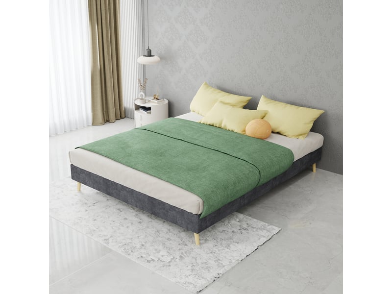  Lit en tissu et métal gris 140 x 200 cm  - Conforama B