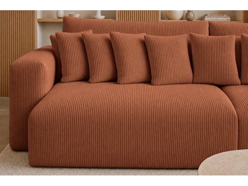 Suzie - canapé droit convertible petit velours côtelé 4 places terracotta - Conforama E