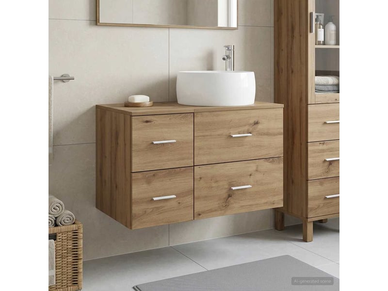 Ensemble de mobilier de salle de bain 2 pc chêne artisanal cf64059 - Conforama B