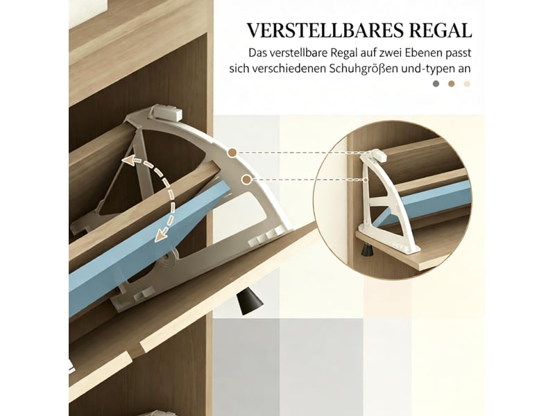  Meuble à chaussures bohème 20 paires, 4 abattants en décor tressé, 105 cm, idéal pour une entrée compacte  - Conforama D