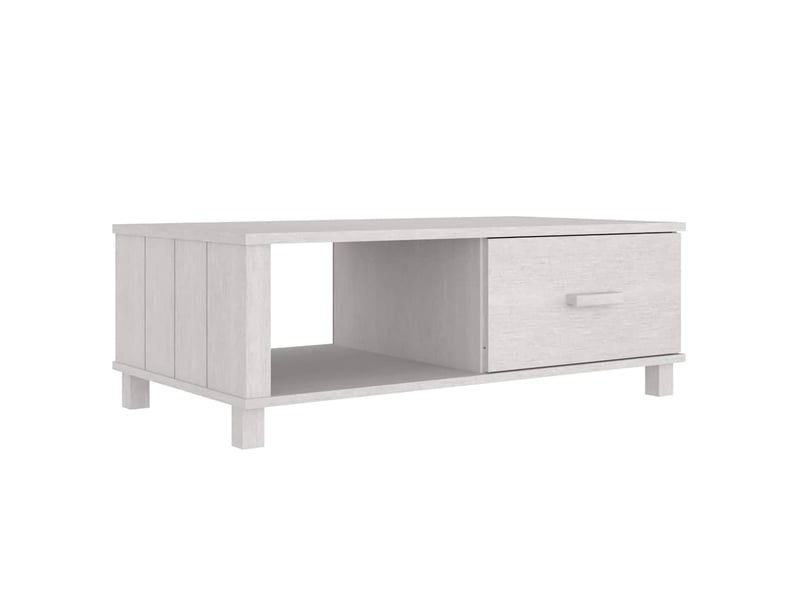  Table basse - table de salon - table à thé hamar blanc 100x55x35 cm bois massif de pin  - Conforama A