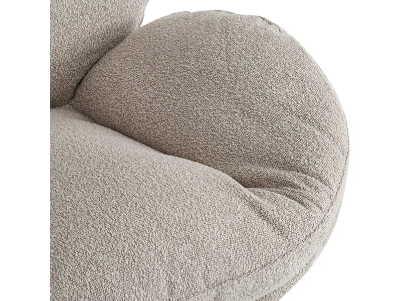  Fauteuil pivotant en tissu bouclé taupe et piètement chromé - oli Oli - Conforama E