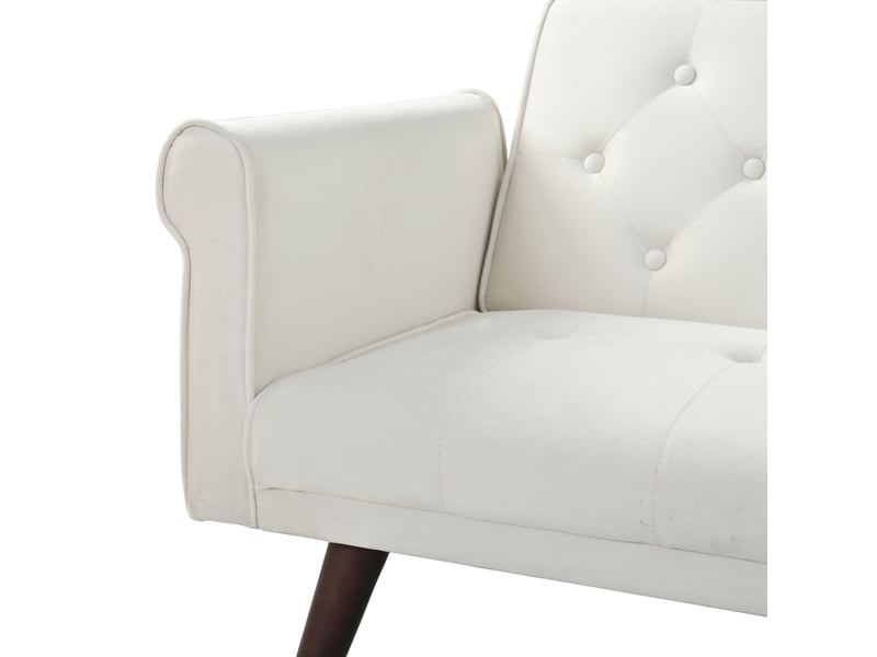  Canapé convertible 2 places 172 x 89 x 70 cm, dossier réglable 5 positions, structure solide, velours, beige  - Conforama E
