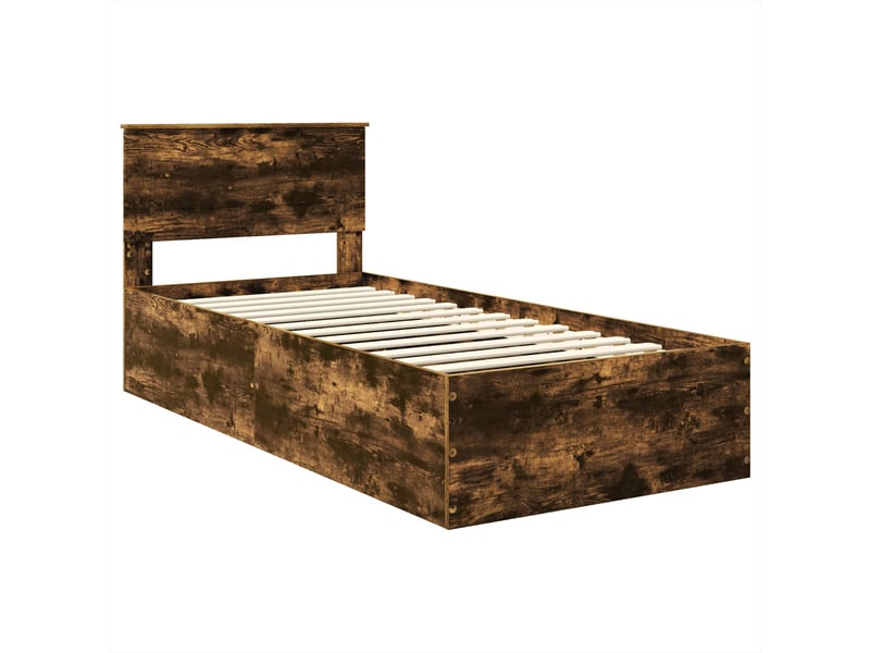  Lit simple- lit adulte -  cadre de lit chêne fumé 100 x 200 cm bois d'ingénierie  - Conforama C