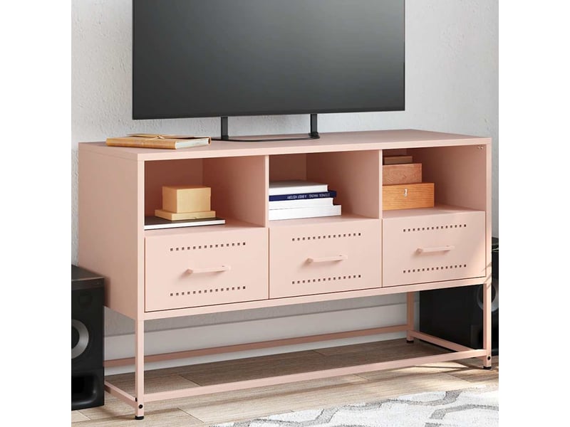  Meuble tv - banc tv - meuble de rangement rose 100,5x39x60,5 cm acier  - Conforama B