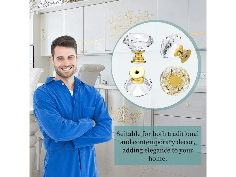  10 boutons transparents dorés pour porte d'armoire, boutons en cristal pour tiroir, boutons pour porte d'armoire de cuisine.  - Conforama D