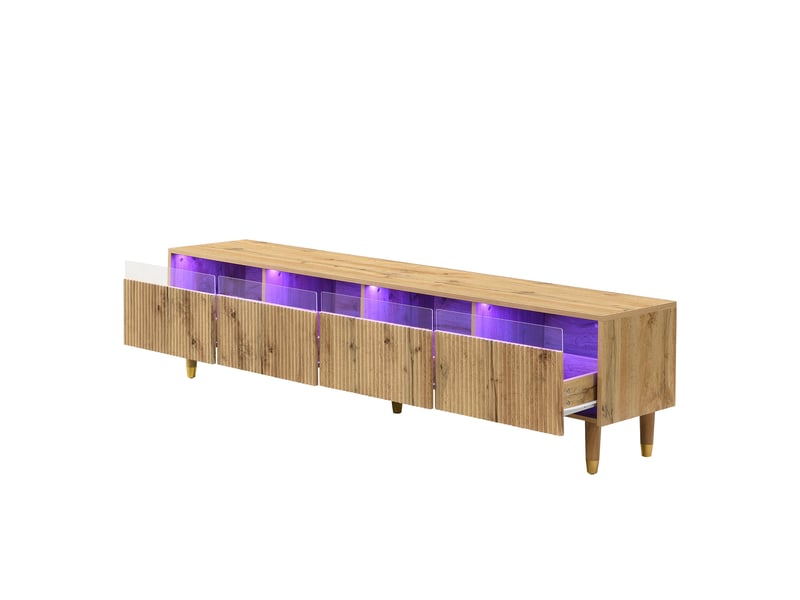  Meuble tv - design minimaliste - 178 cm - 4 tiroirs - mdf &amp; acrylique - gestion des câbles  - Conforama W