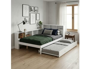 Lit gigogne 120x200cm <strong>WISHDOR</strong> <strong></strong> coloris blanc
