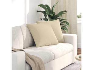 Lot de 2 coussins de canapé, coussins décoratifs tissu crème 50 x 50 cm cf58816