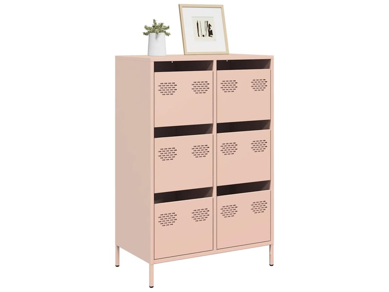  Buffet haut - bahut - meuble de rangement rose 68x39x101,5 cm acier  - Conforama B