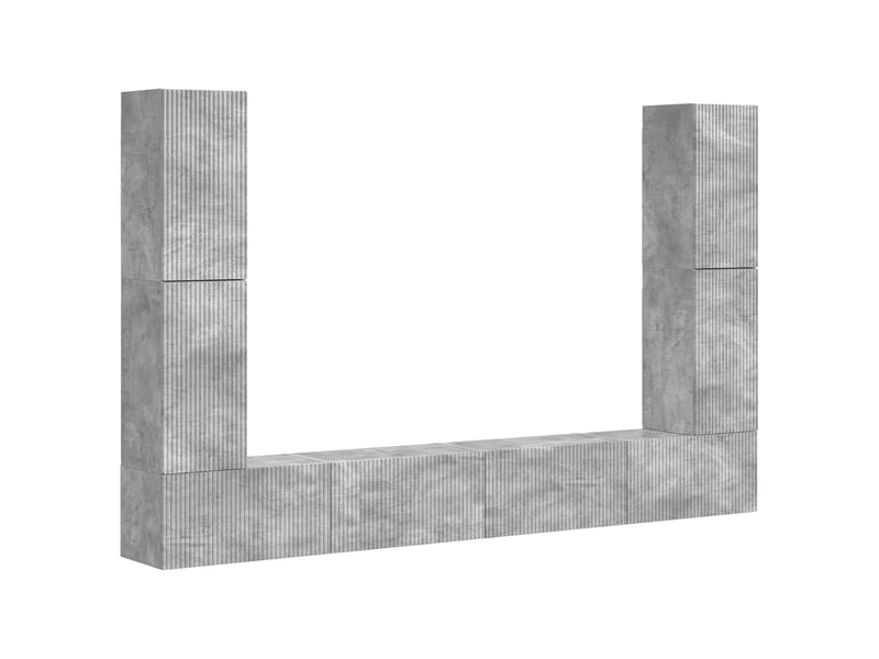  Ensemble meuble tv - banc tv - meuble de rangement 8 pcs gris béton bois d'ingénierie  - Conforama A