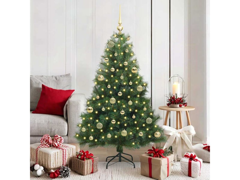  Sapin de noël artificiel, arbre de noël avec 150 led vert 150 cm pe et pvc shl7628  - Conforama B