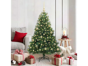 Sapin de noël artificiel, arbre de noël avec 150 led vert 150 cm pe et pvc shl7628