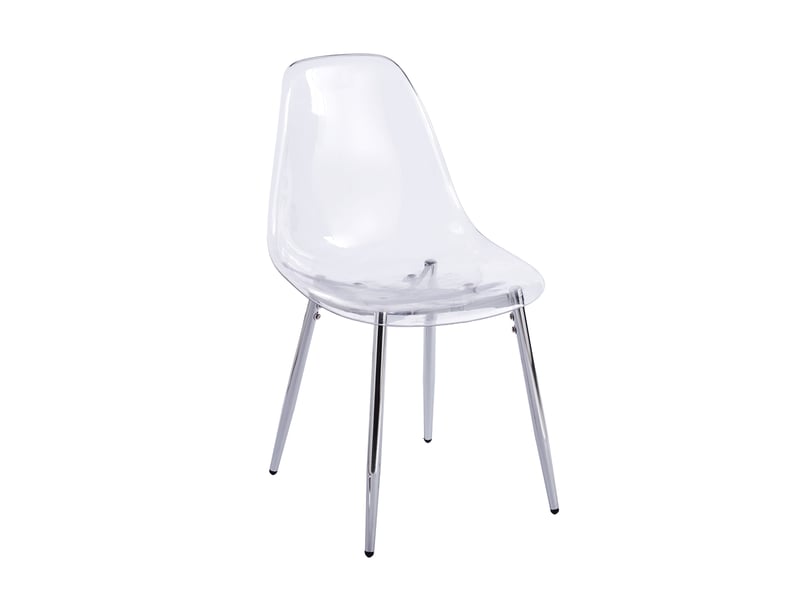  Lot de 4 chaises de salle à manger,45x47x81 cm,avec pieds métal argentés,transparentes  - Conforama A