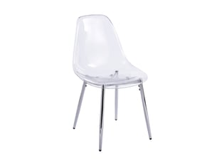 Lot de 4 chaises de salle à manger,45x47x81 cm,avec pieds métal argentés,transparentes