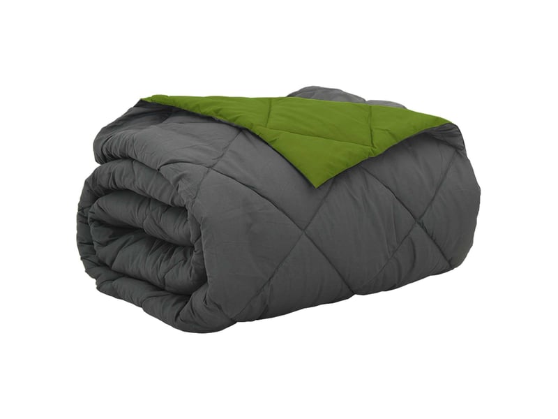 Duvet - couette d'été simple 200 x 200 cm été 200 gsm vert et anthracite - Conforama A