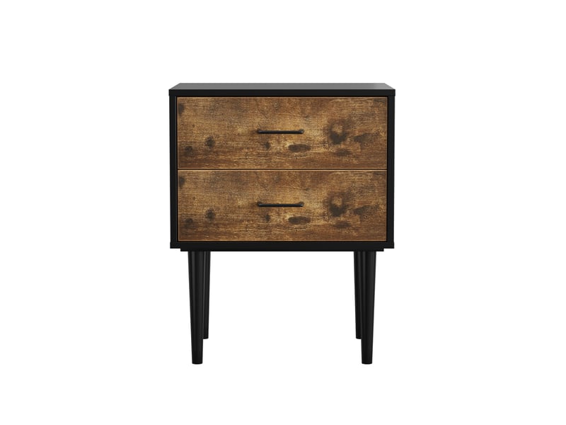  Table de chevet d'appoint 50,8x38,1x63,9 cm, 2 tiroirs, design rétro, pour salon, chambre, bureau, mdf, marron antique  - Conforama A