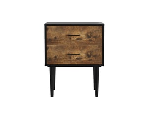 Table de chevet d'appoint 50,8x38,1x63,9 cm, 2 tiroirs, design rétro, pour salon, chambre, bureau, mdf, marron antique