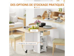 Table à manger pliante table de cuisine extensible pour 2 à 4 personnes 2 abattants chêne 120 x 72 x 75 cm