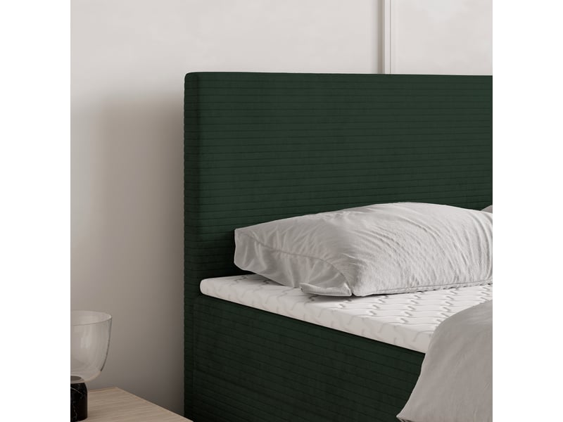  Boxspring nira 200x200 cm, lit complet avec matelas, vert  - Conforama D