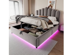 Lit coffre 140x200 cm REDOM   coloris gris