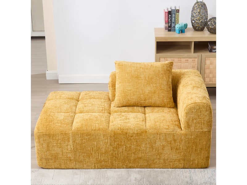  Canapé droit fixe 1 place tissu jaune canapé compressible - Conforama D